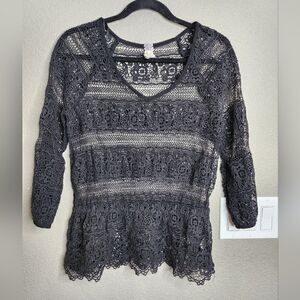 We the free black crochet blouse